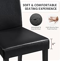 Vista 4 de Yaheetech Juego de 2 sillas de comedor modernas de piel sintética con patas de goma y asiento acolchado para cocina, sala de estar, restaurante
