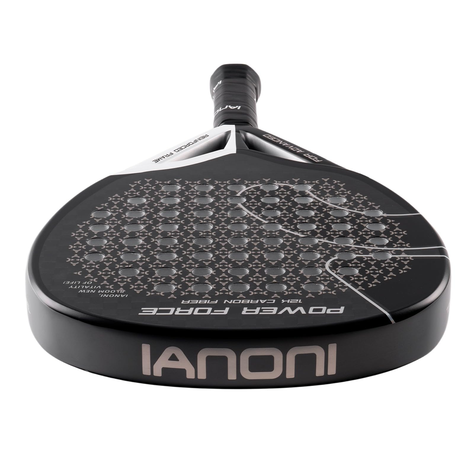 ianoni Racchetta da padel in fibra di carbonio 12K con superficie 3D con schiuma EVA Memory Flex Core-Power Force