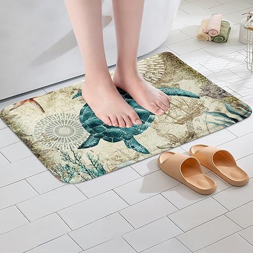 Miniatura 4 de Alfombra de baño de tortugas marinas, alfombras de baño de tortugas de acuarela, alfombra de baño de tortuga de playa oceánica, alfombra de entrada