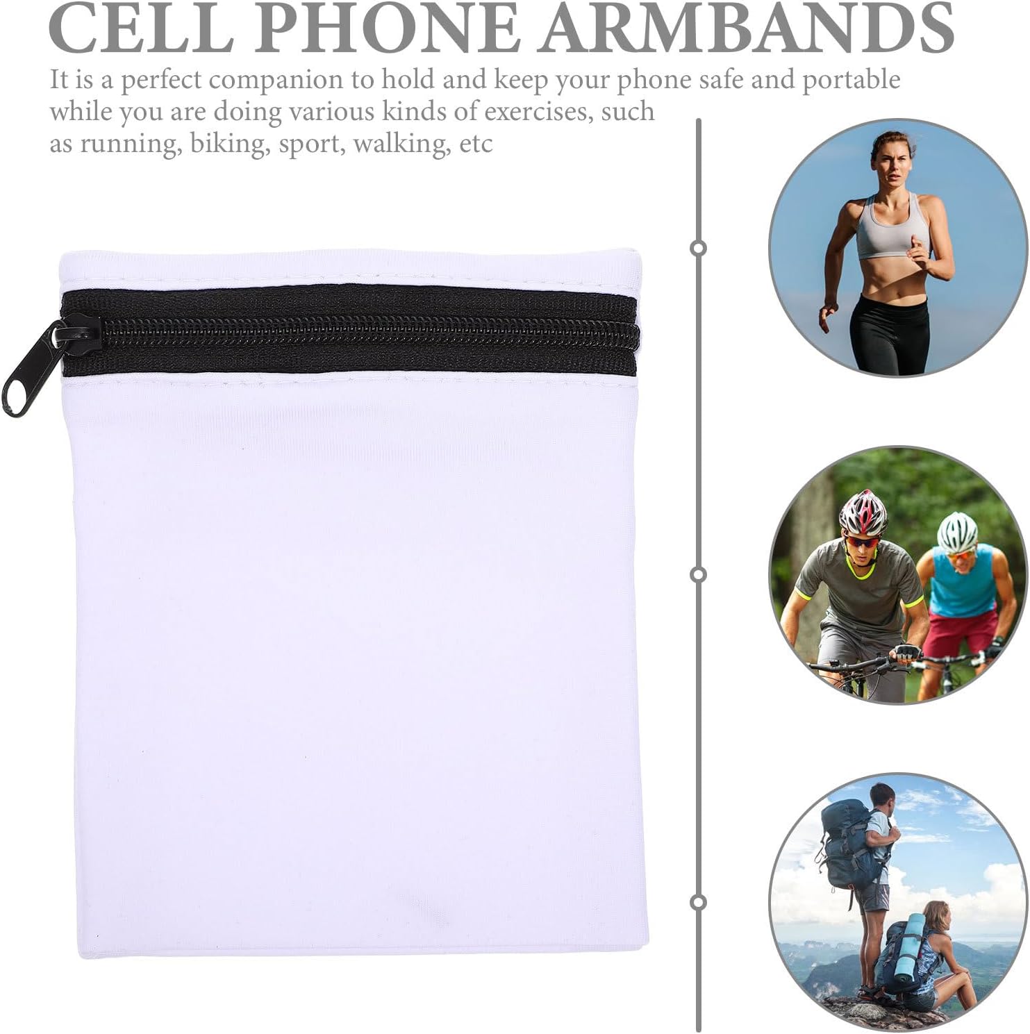 Outdoor Running Phone Armband Cell Phone Arm Pouch Elastic White Sports Sleeve for Men and Women