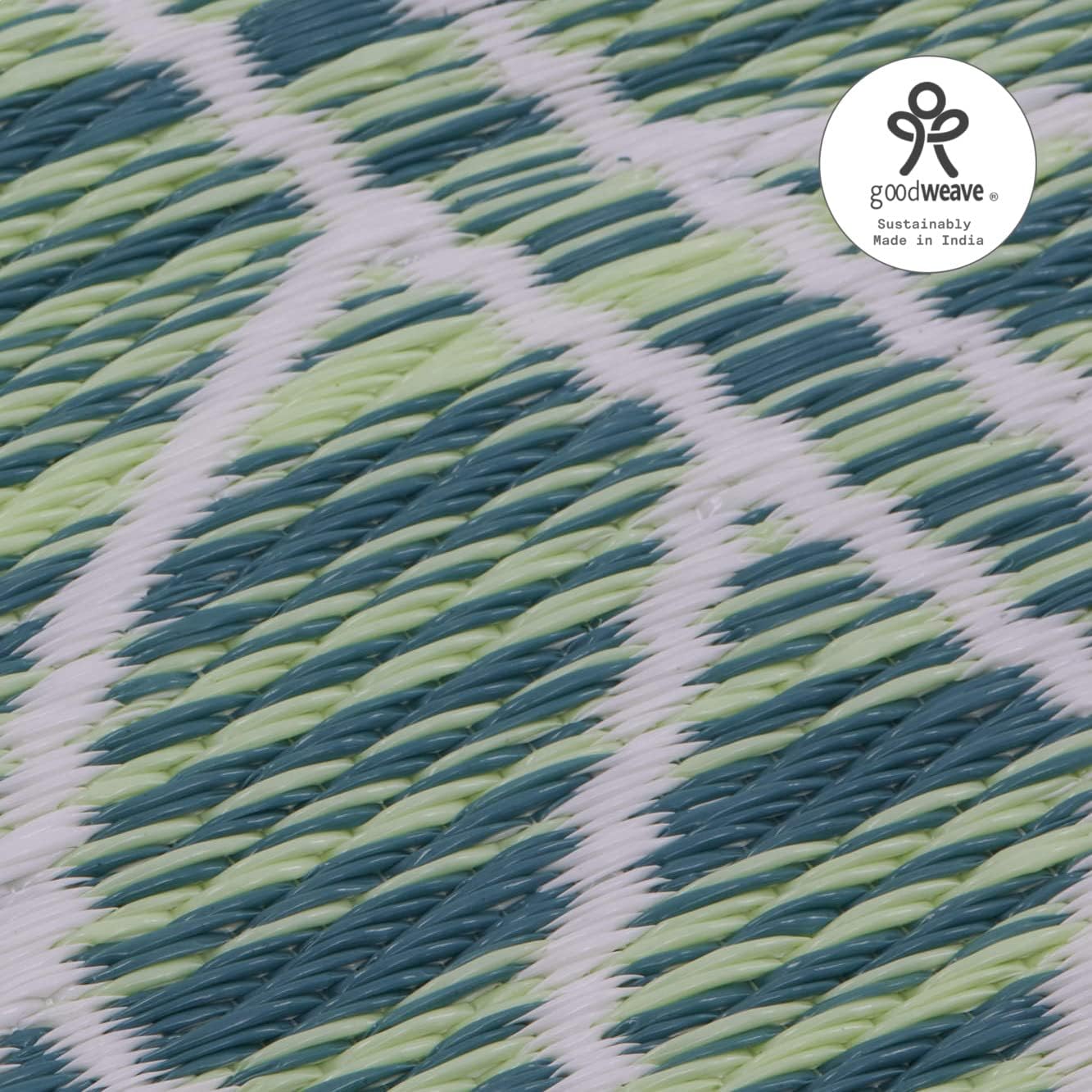 Fab Habitat Outdoor Rug - Waterproof, Fade Resistant, Crease-Free - Premium Recycled Plastic - Tropical, Botanical - Patio, Porch, Deck, Balcony - Manila - Green - 5 x 8 ft