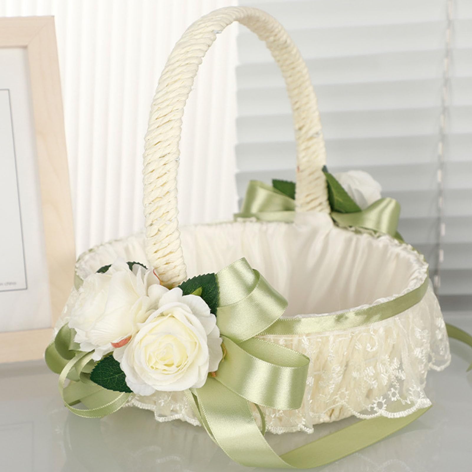 Cestini per ragazze di fiori per matrimonio, cesto di fiori per matrimoni intrecciati a mano, romantici ed eleganti, cesti per ragazze di fiori per matrimoni e decorazioni per la (5800)