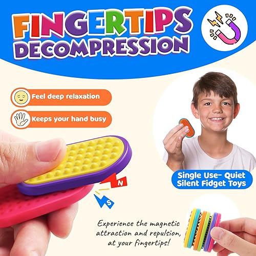 Miniatura 2 de Juguetes magnéticos sensoriales para niños paquete de 18 deslizadores magnéticos de silicona texturizados para autismo, niños en el aula, caja del