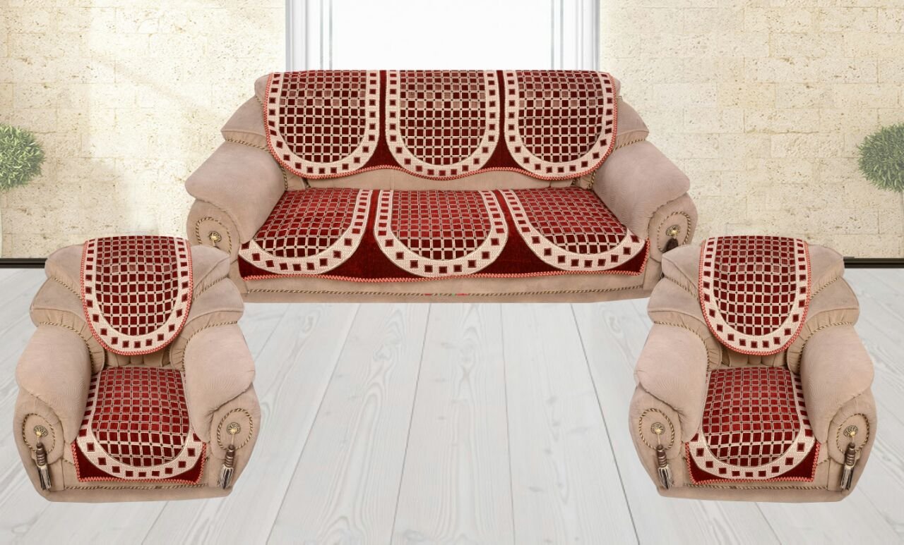 Ak Decor Store Velvet Flower Sofa Cover (Set of 6) Multi