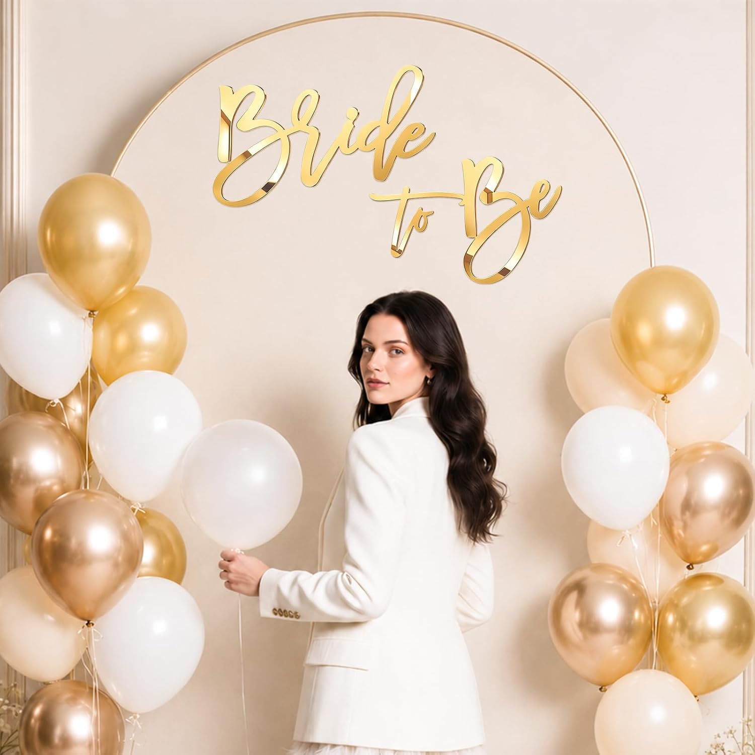 Acrylic Bride to Be Sign, Mirrored Letters for Bridal Shower Backdrop Balloon Arch, Bachelorette Party Decorations, Bridal Engagement Wedding - Gold