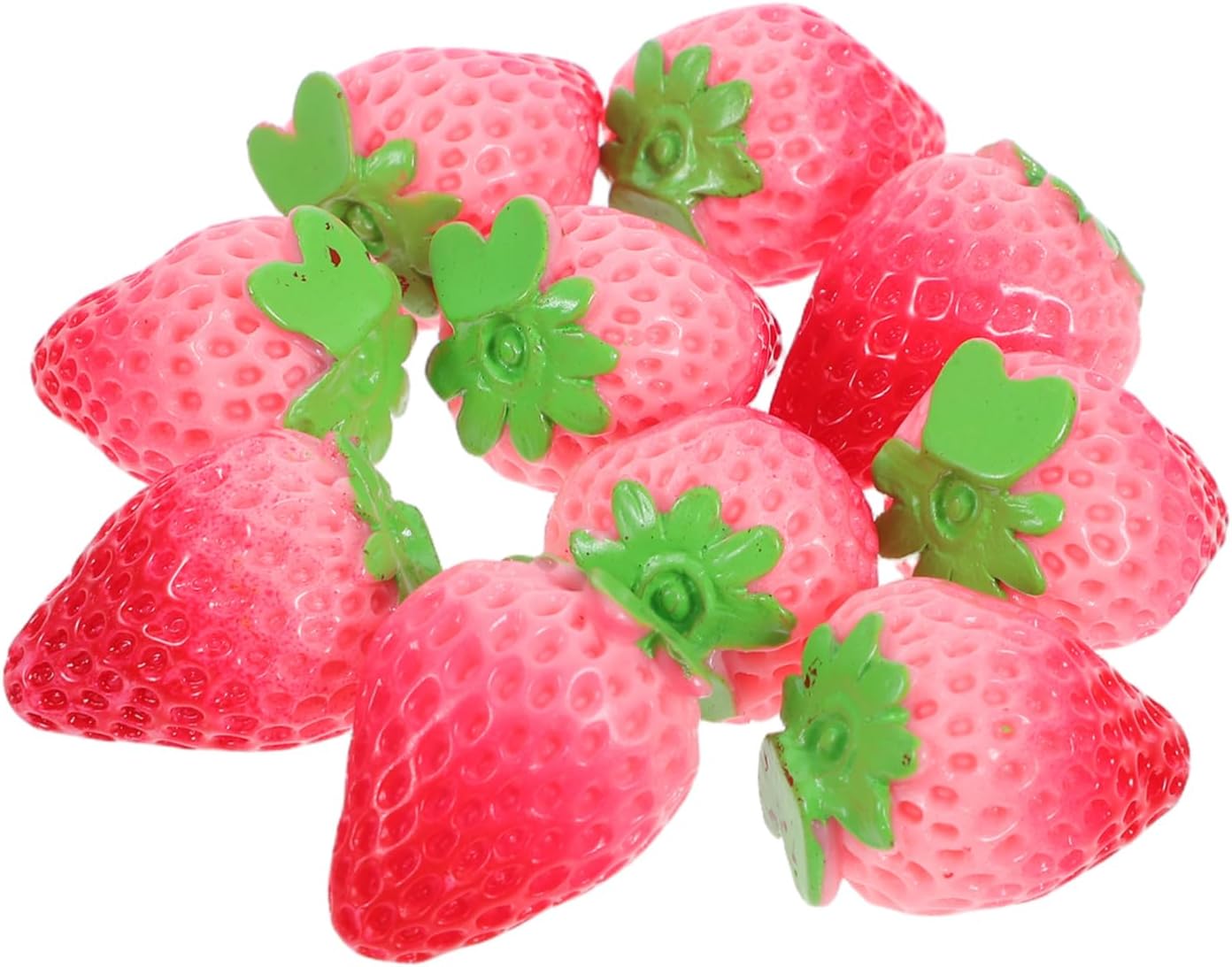 10Pcs Artificial Pink Strawberries Resin Fake Fruit for DIY Crafts Home Decor Photography Props Strawberry Party Decorations