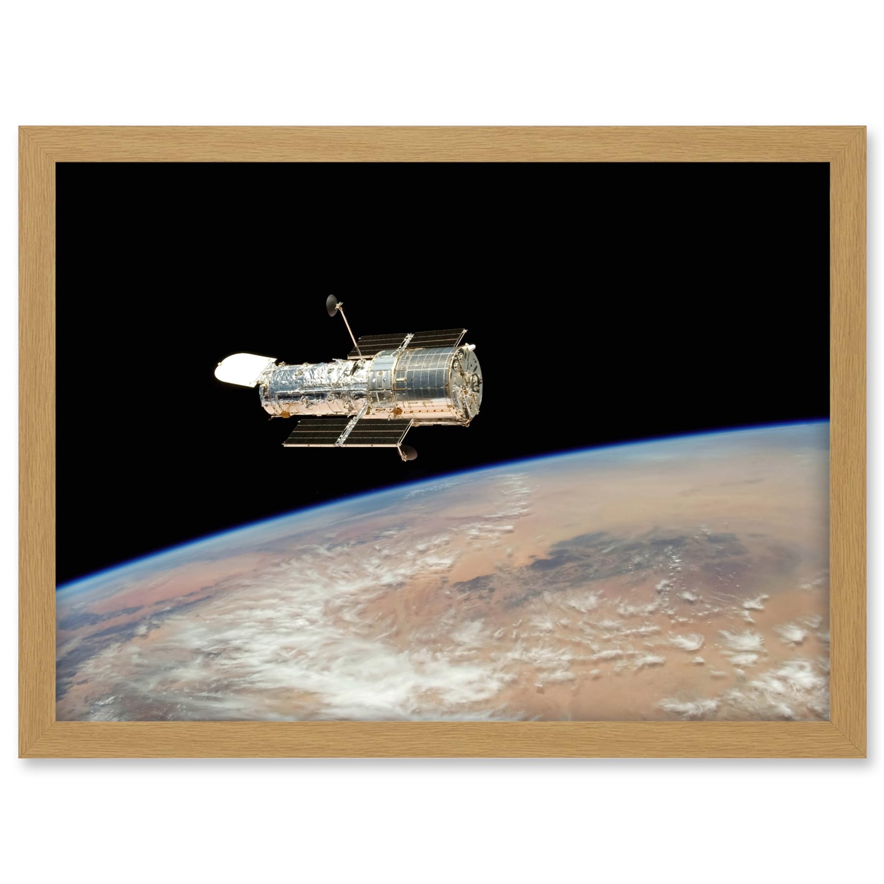 Artery8 Hubble Space Telescope Image The Hubble's Final Release Over Earth By Space Shuttle Atlantis Crew In 2009 Servicing Mission 4 Artwork Framed A3 Wall Art Print