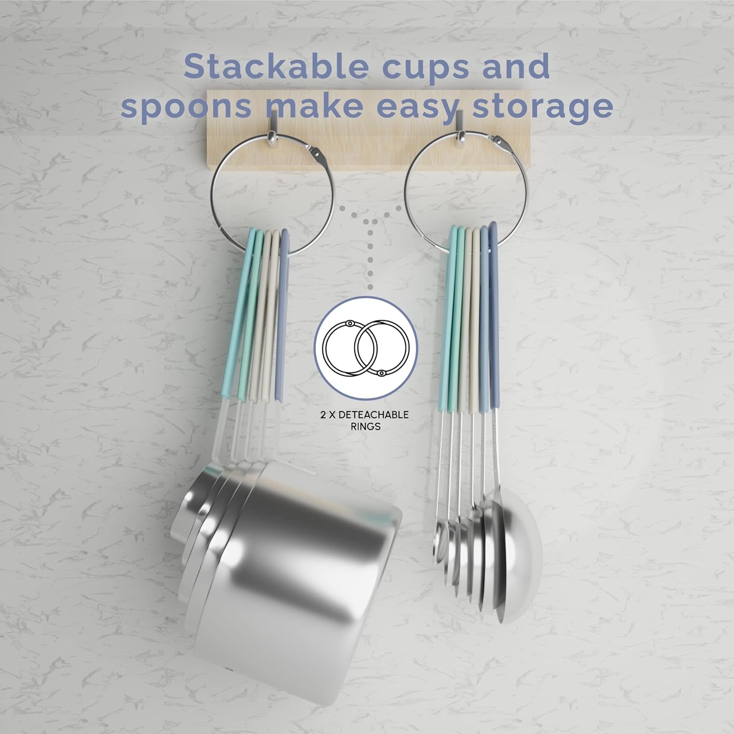 CuttleLab Measuring Cups and Measuring Spoons Set of 14 - Stainless Steel Measuring Cups and Spoons Set, Includes 1/8 Teaspoon Measuring Spoon, 1/8 Cup Measuring Cup, Leveler Dry (14, Farmhouse)