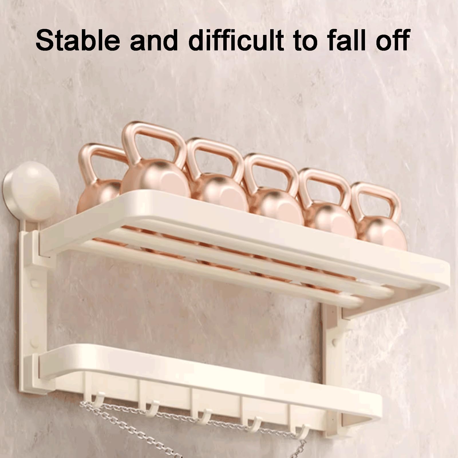 Versátil Estante de baño montado en la Pared, Estante de baño con Ventosa, Estante de baño de Aluminio, Estante de baño Plegable Multifuncional Sólido