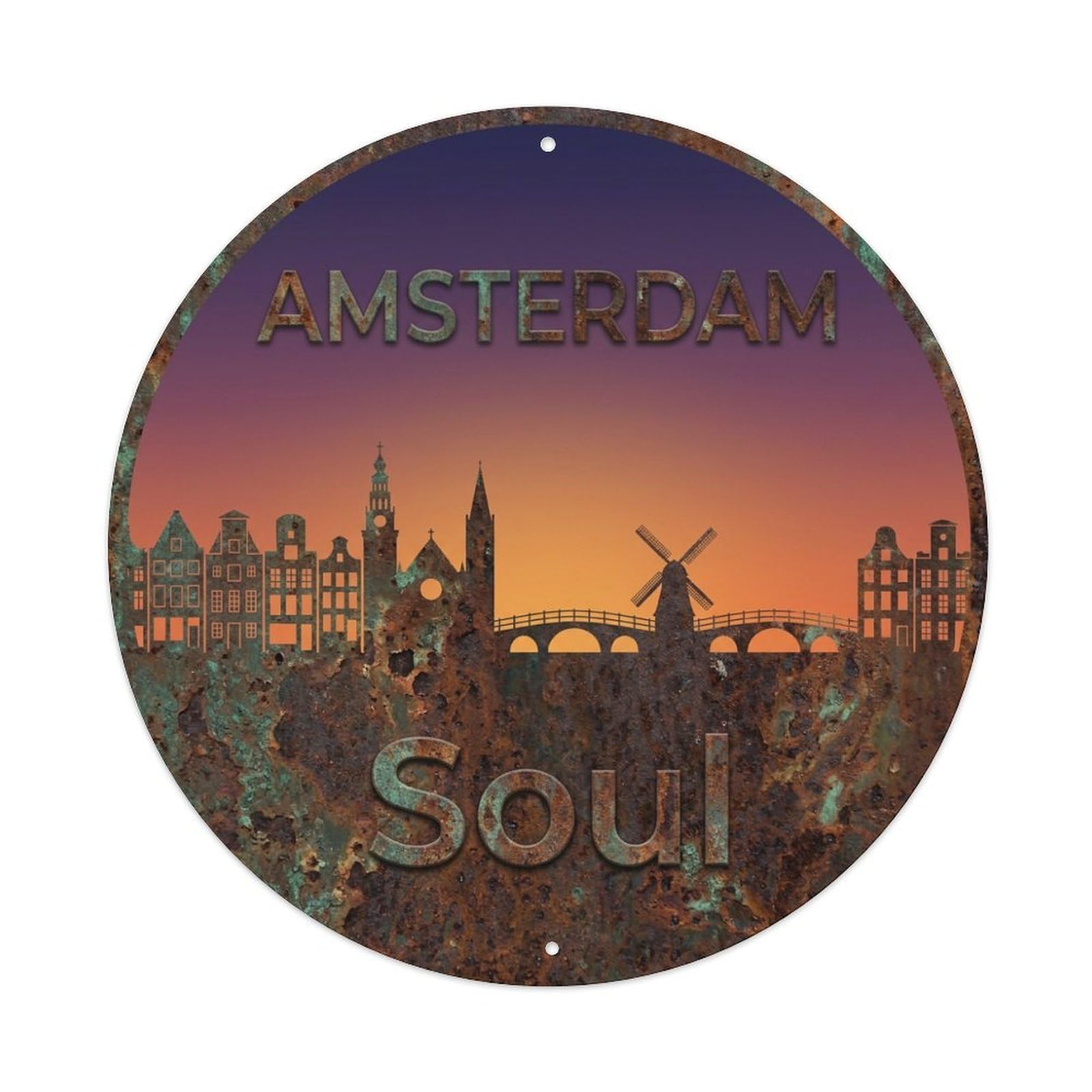 Fqnyr Style Metal Tin Sign Vintage Travel Amsterdam Netherlands Inspiration