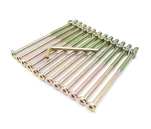 binifiMux - Pernos para litera, paquete de 12 tornillos hexagonales M6x120mm, tornillos de casquillo y tuercas de barril para muebles, sillas,