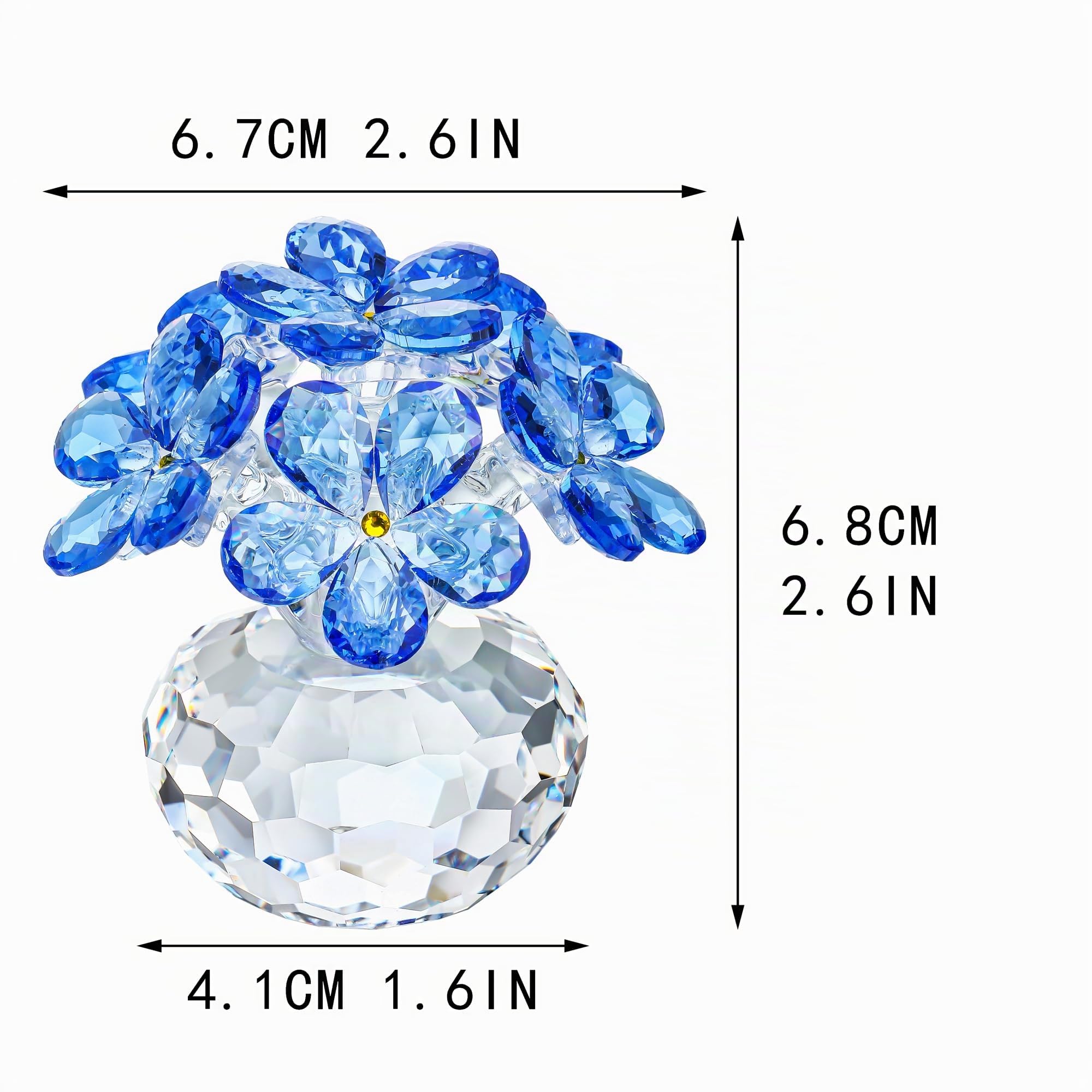 H&D HYALINE & DORA - Figurina in cristallo blu con fiore Non-dimenticarmi - Regali per mamma, moglie, fidanzata - Ornamenti in vetro per casa, ufficio, centrotavola