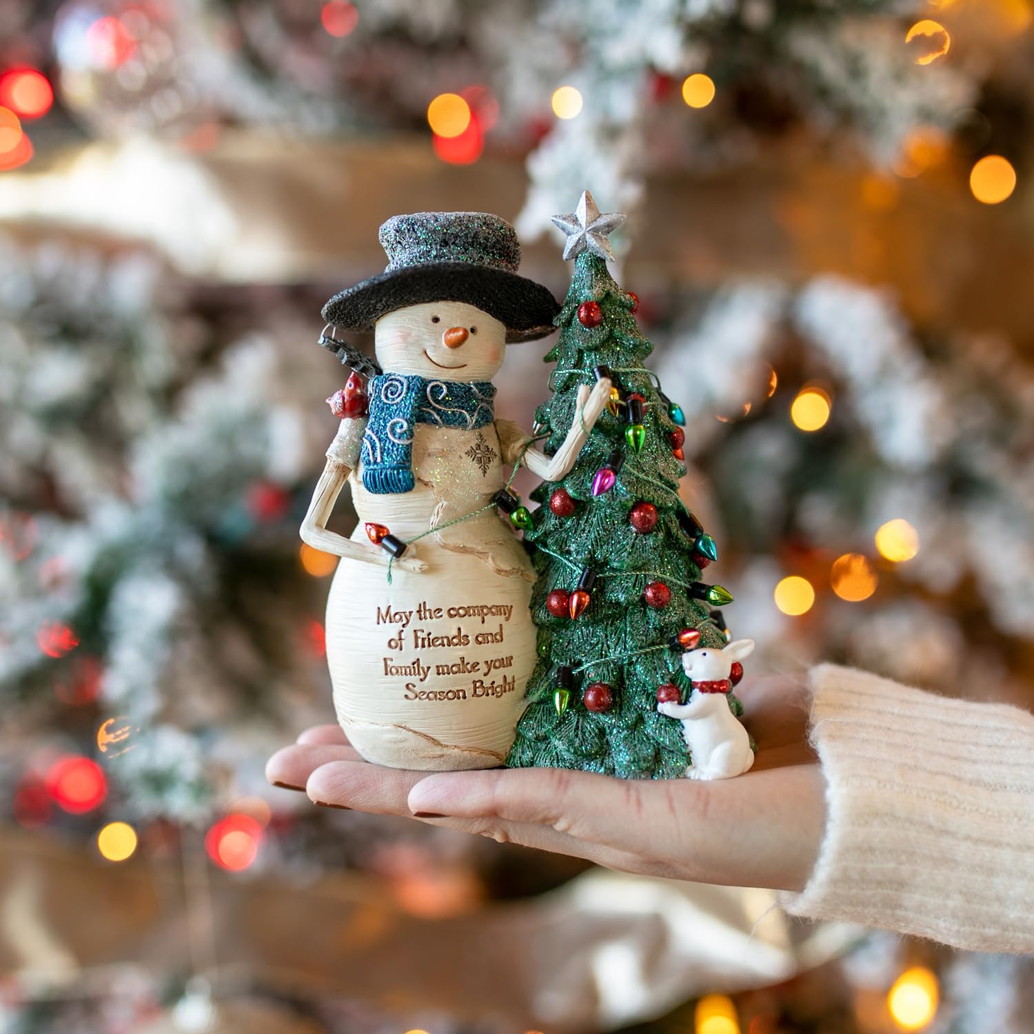 Pavilion - Figura de muñeco de nieve de 5 pulgadas, estatua esculpida pintada a mano, árbol decorativo de muñeco de nieve, decoración de invierno, decoración de árbol de Navidad, 1 unidad