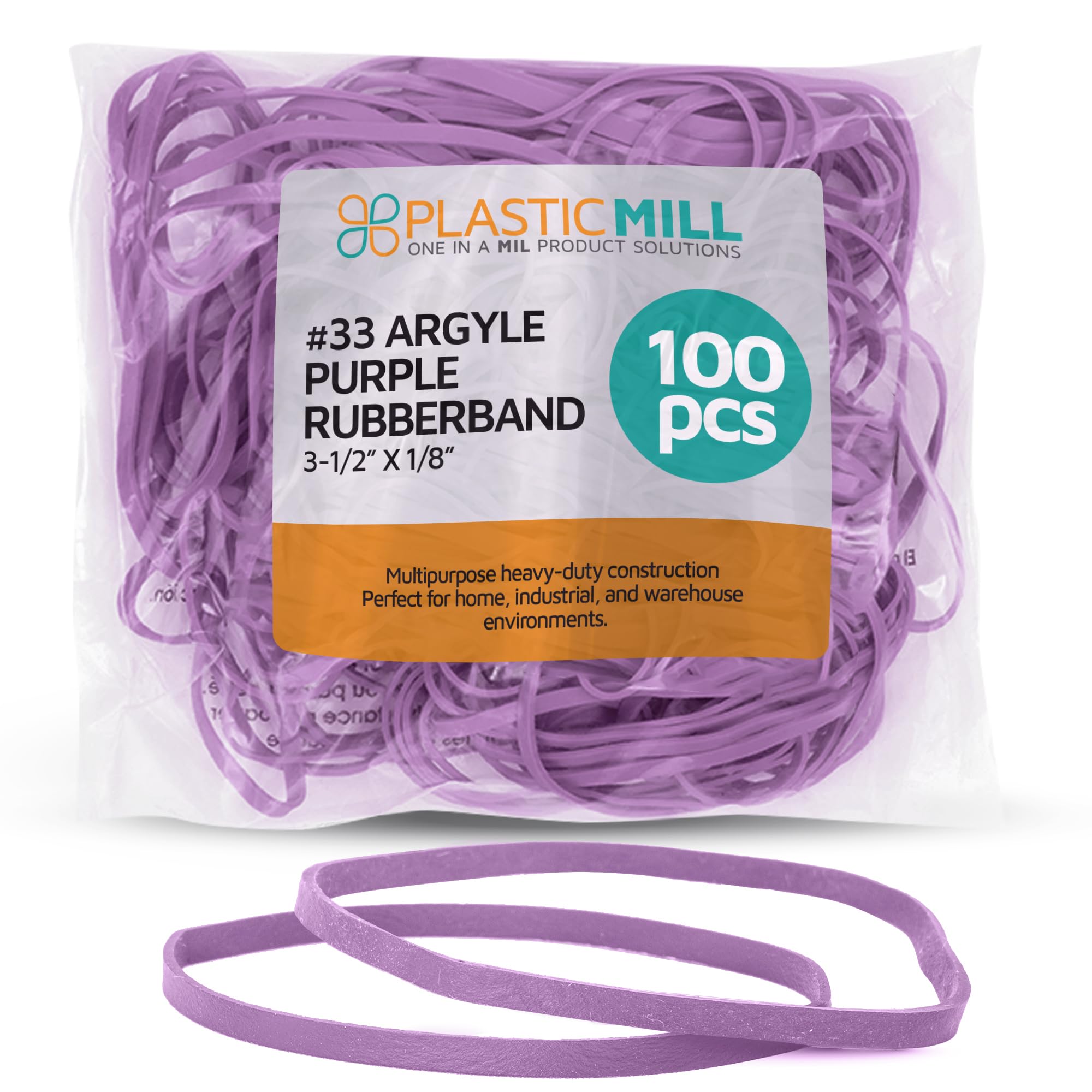 PlasticMill Rubber Bands - #33 Size - Argyle Purple Rubberbands - 100 Count. โ image 1