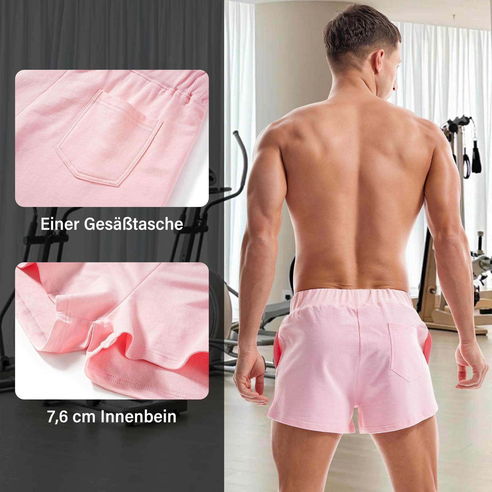 Amy Coulee Short de sport court en coton pour homme - Short de sport respirant - Short de jogging - Short de course - Short de tennis pour homme avec poches