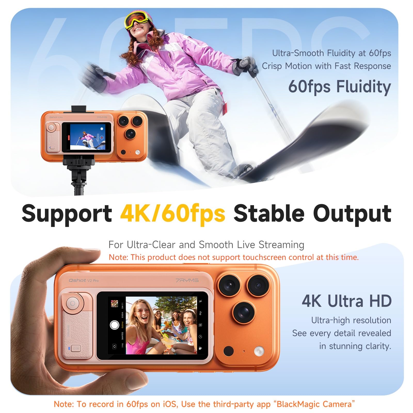 Amazon.co.jp: 7RYMS Qshot V2 PRO ワイヤレス自撮りモニター