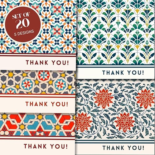 20 tarjetas de agradecimiento premium con sobres, profesionales de 4 x 6, elegantes tarjetas de agradecimiento para profesionales de negocios,