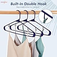 Vista 4 de HOUSE DAY Paquete de 60 perchas de plástico azul, perchas con ganchos antideslizantes, perchas duraderas y que ahorran espacio, perchas ligeras