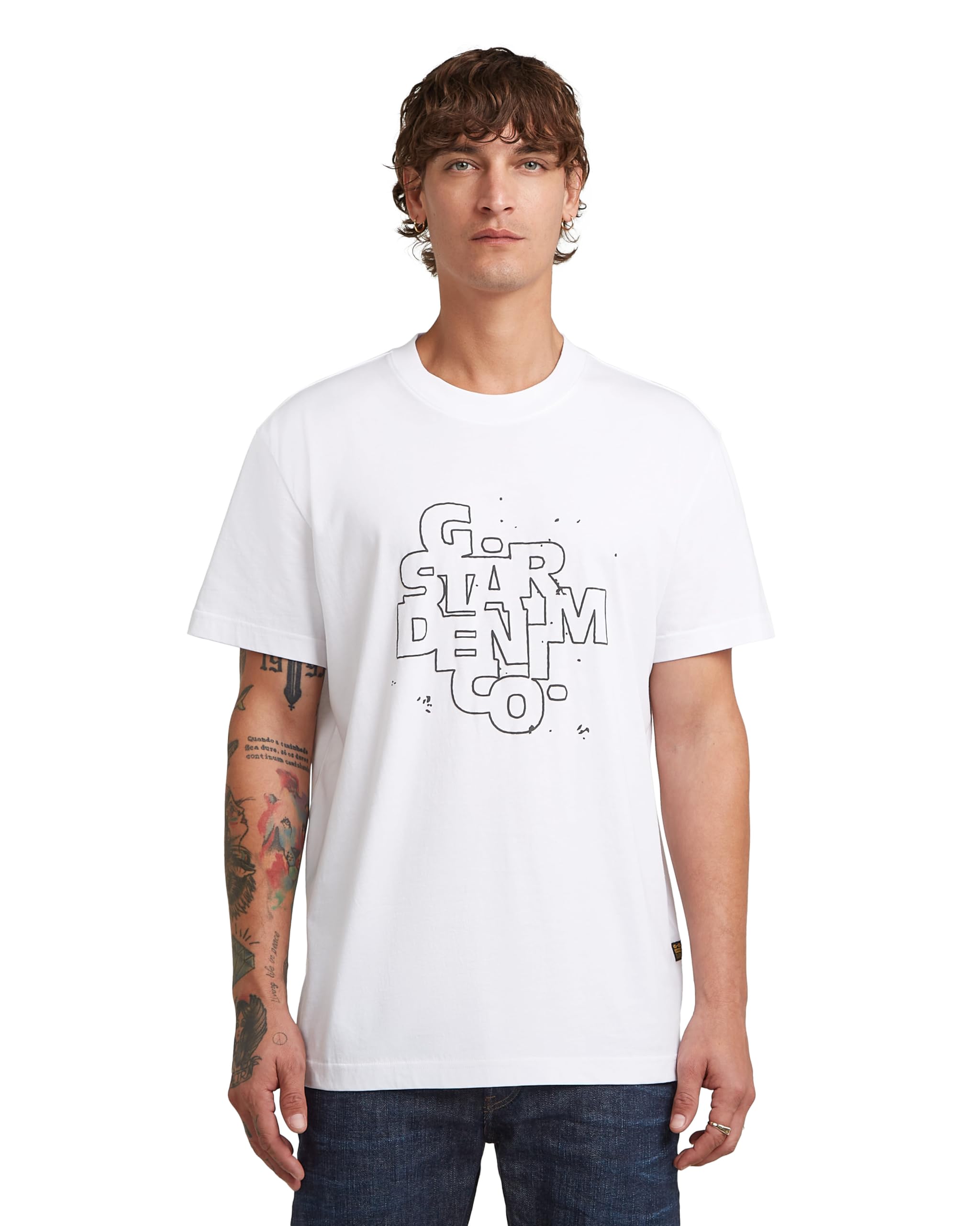 G-​STAR 8719965012981 Stampa HD r t, Bianco (White D26824-​d975-​110), XXL