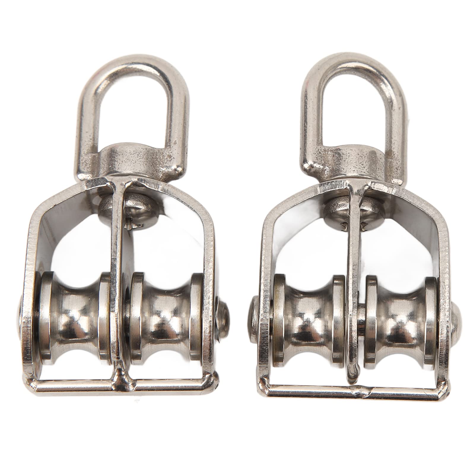 2 Pulegge In Acciaio Inox 304 + 2 Ganci A Molla | Blocco M15 Per Gru E Trazione | Capacità 80kg E 100kg