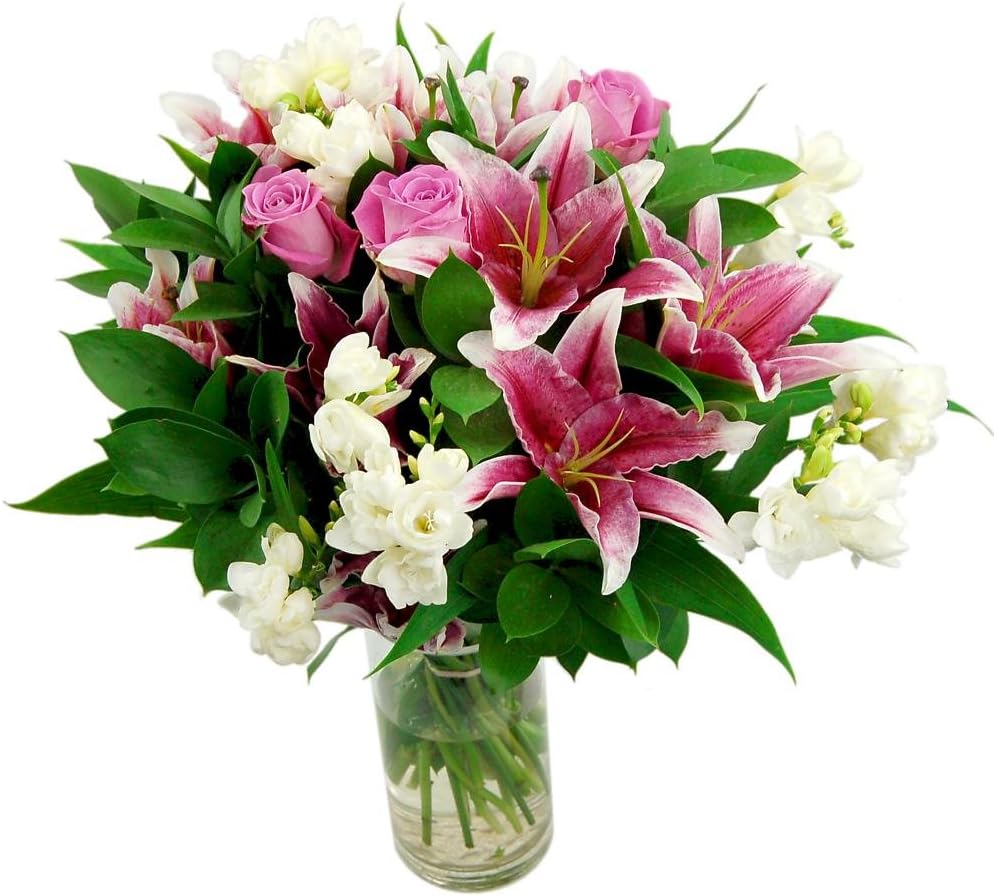 Cascade Fresh Flower Bouquet - Stunning Fresh Flowers in Lovely Pink and White Tones