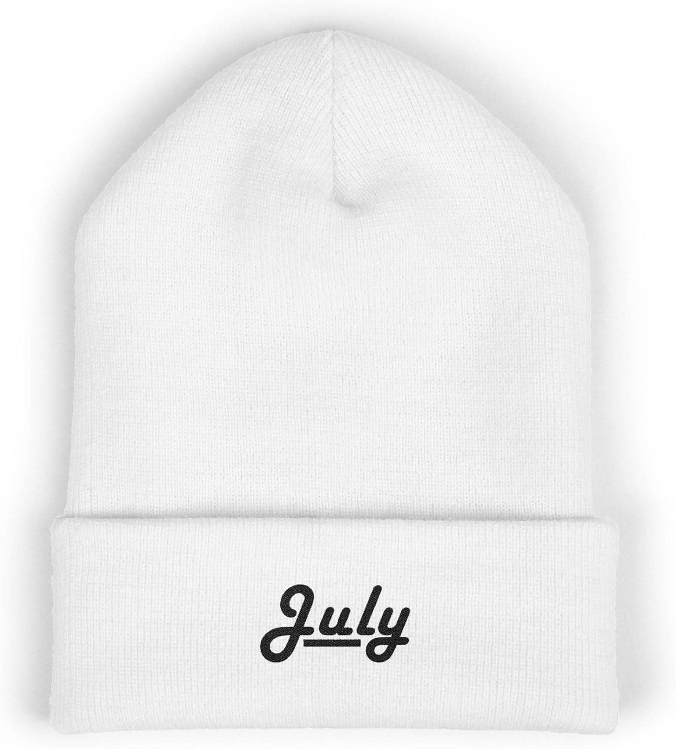 Premium Classic Cuffed Beanie Hat Gift with July Embroidery Message