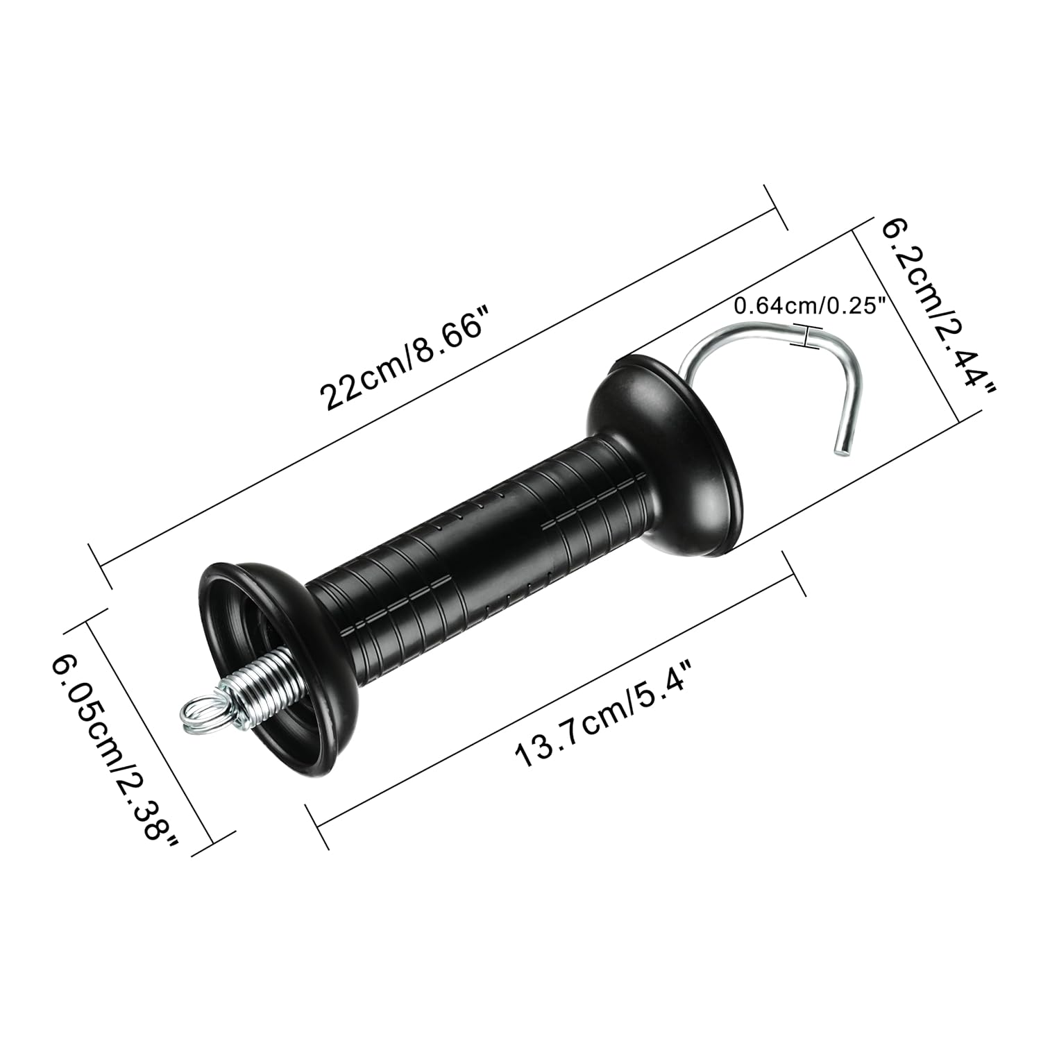 Pack of 5 Black Insulated Fence Gate Handles, Plastic Handle, Heavy Duty Electric Fence Gate Handle, Pasture Fence Gate Handles, Arched Hook, Surface with Dense Groove Structure