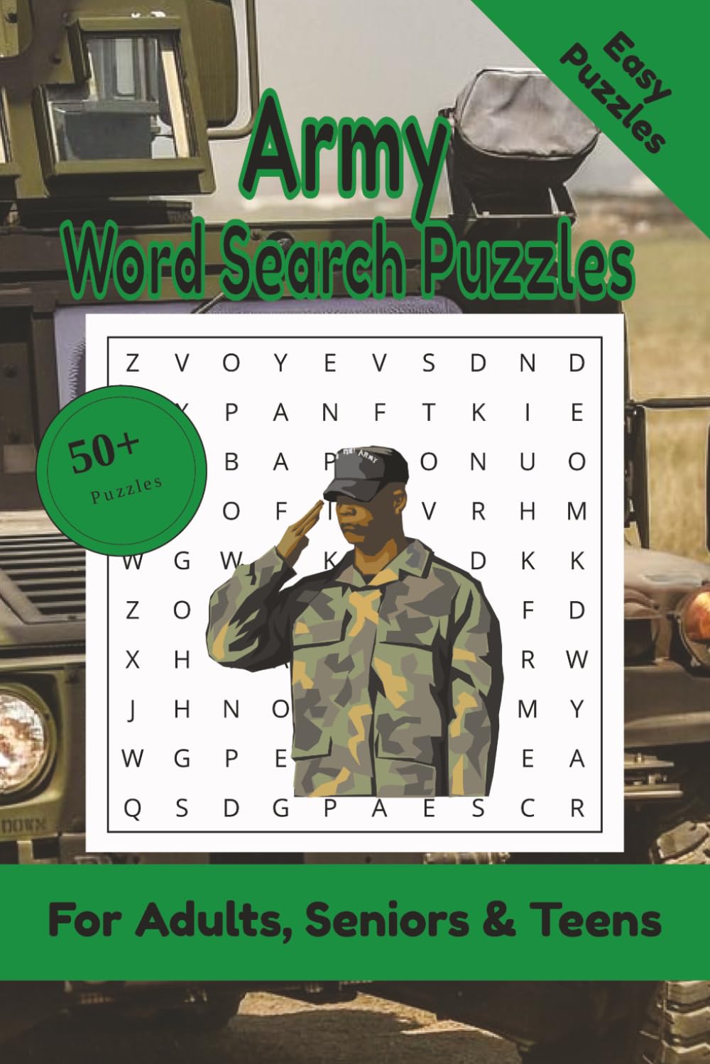 Army Word Search Puzzle: 50+ Puzzles Word Search Easy to Read about Army and More | 6x9 inches, 110 pages | Gift for Army & Military Lover