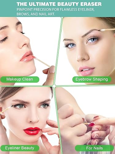 Miniatura 6 de Pointed Q Tips para el cuidado del gato y la limpieza de heridas 500 piezas, hisopos de algodón de madera biodegradables de 2.9 pulgadas para bebé