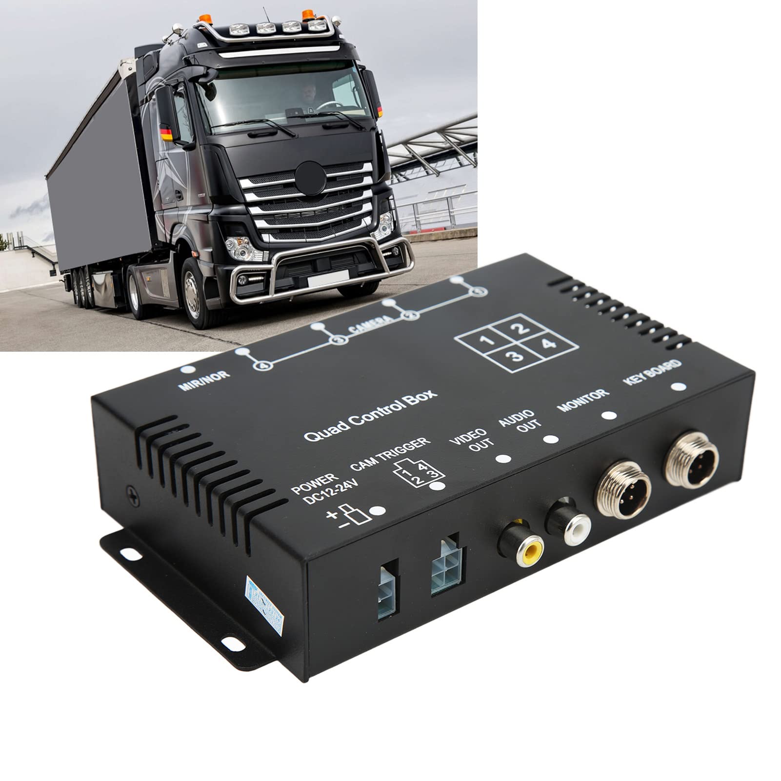 4 Channel Video Splitter Control Box, Parking Camera Video Switch DC12V 24V Image Switch Remote Control High Definition for Truck Bus Boat