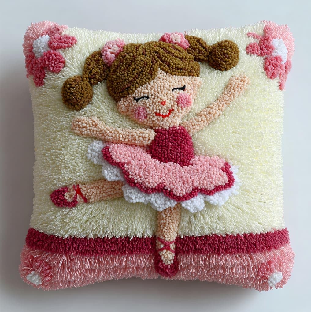 AxiangziK Latch Hook Pillow Making Kit 43x43cm,Ballet Girl