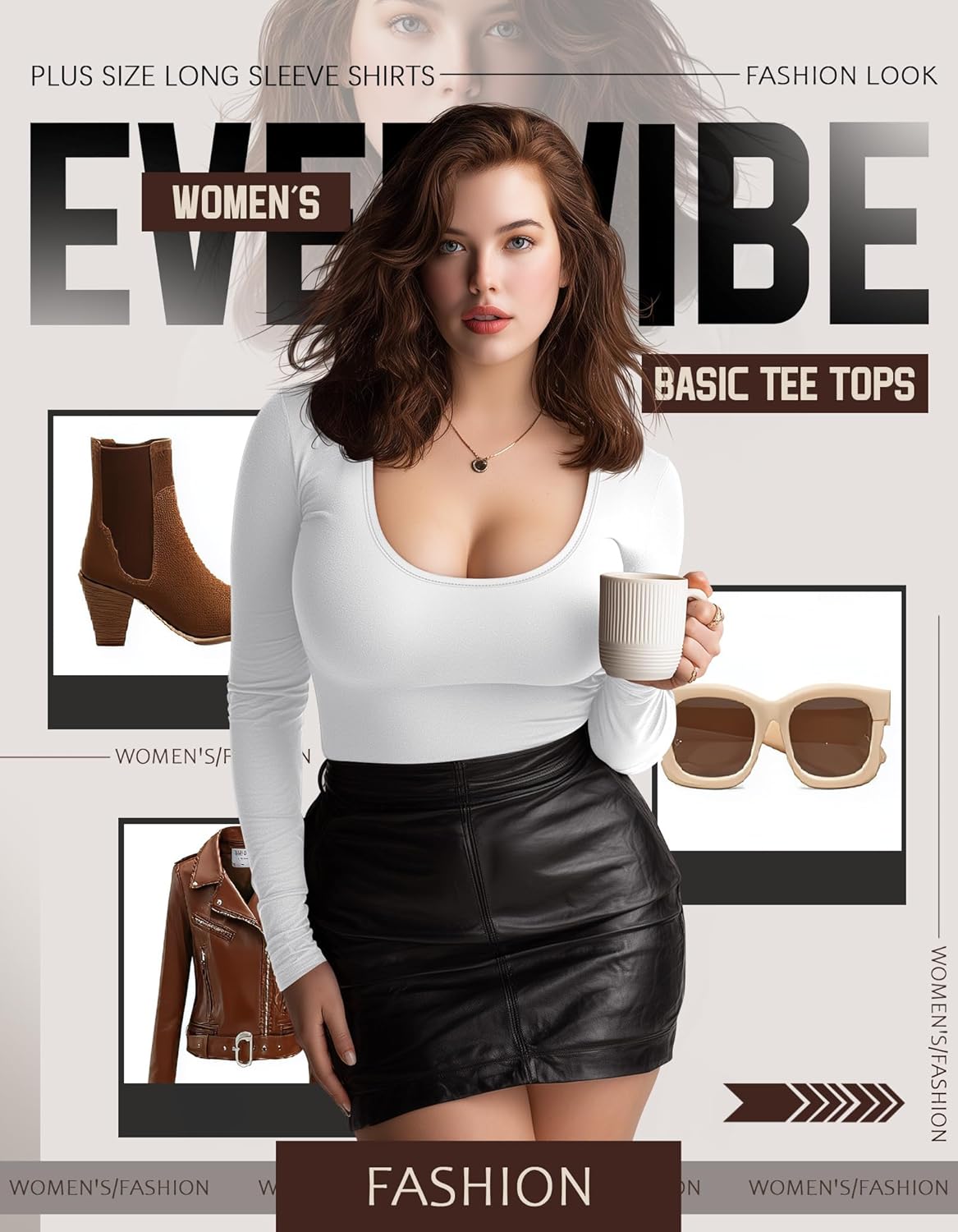 4 Pack Women's Plus Size Long Sleeve T-Shirts Scoop Neck Basic Tees Tops Casual Slim Fit Base Layer Undershirts - Image 6