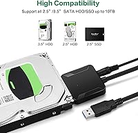 Vista 2 de Adaptador SATA a USB 3.0, cable convertidor de disco duro externo para disco duro de 2.5" 3.5", SSD con fuente de alimentación