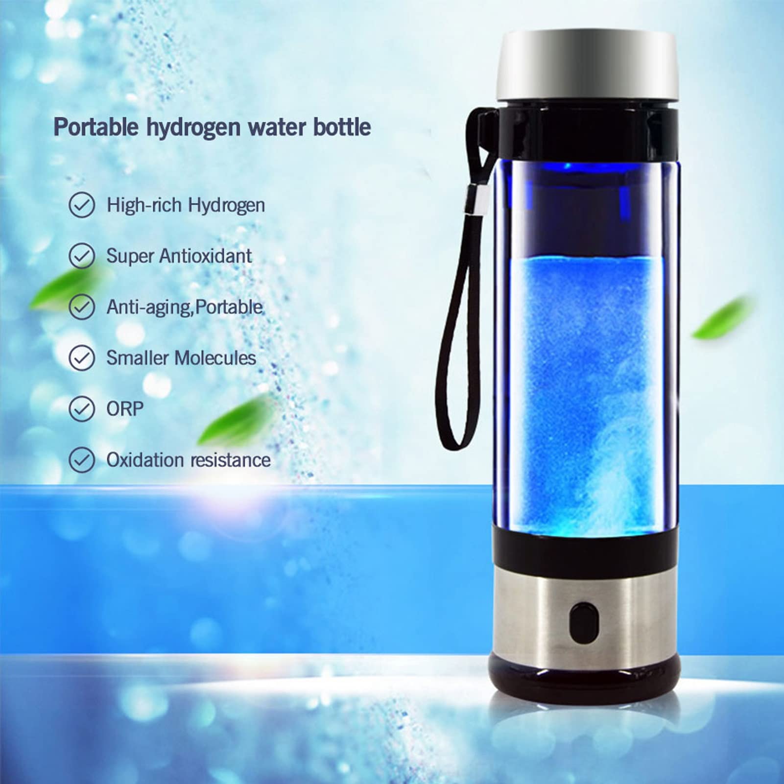 Bottiglia Acqua Idrogeno 350ml Con Tecnologia SPE/PEM - Generatore 1000