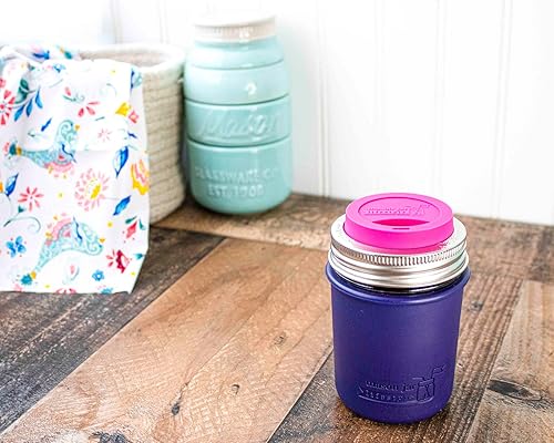 Miniatura 3 de Mason Jar Lifestyle Fundas de silicona de 8 onzas de boca regular para proteger la pelota, Kerr, tarros acolchados (azul medianoche, paquete de 2)