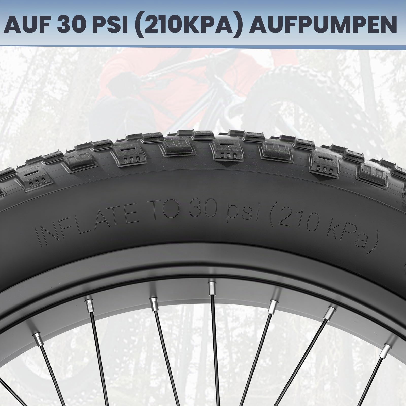 20x4.0（98-406） E-Bike Reifen | 20x4.0 Zoll, E-Bike-geeignet, verstärkte Karkasse, gute Traktion, passend für Fatbike & MTB, inkl. 2 Reifenheber