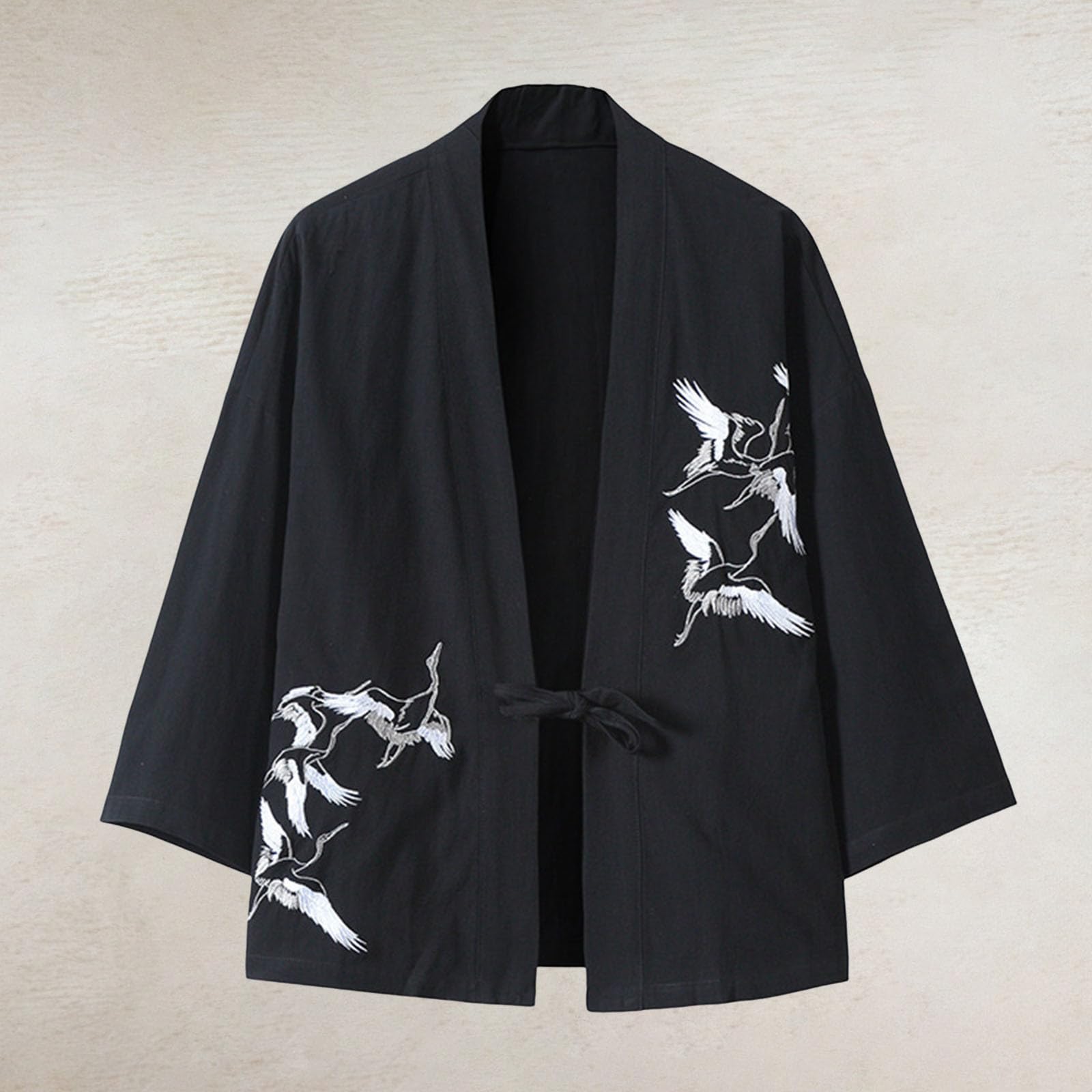 Generisch Chaqueta kimono ligera para hombre tradicional Happi Kimono Japón Haori Chaqueta Algodón Lino Camisa Manga Larga Ninja Verano Cardigan Camisa Chino Ropa Chaqueta de entretiempo