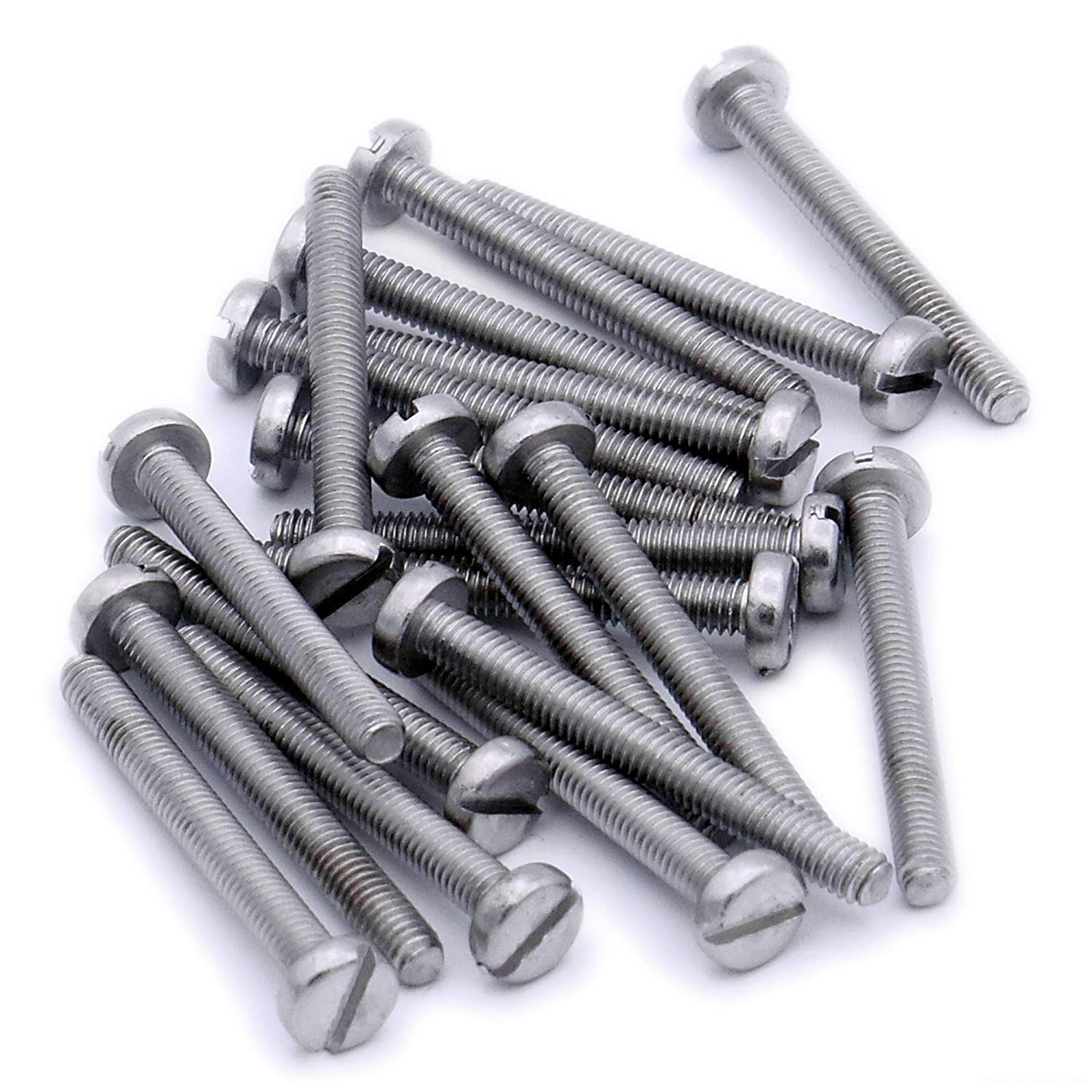 Merriway Silver Tone Bh06912 (20 Pcs) Slotted Pan Head Machine Screws With Nuts, M3 X 40Mm (1/8 Inch X 1.1/2 Inch) Stainless Steel 316 A4 Marine Grade - Pack Of 20 Pieces
