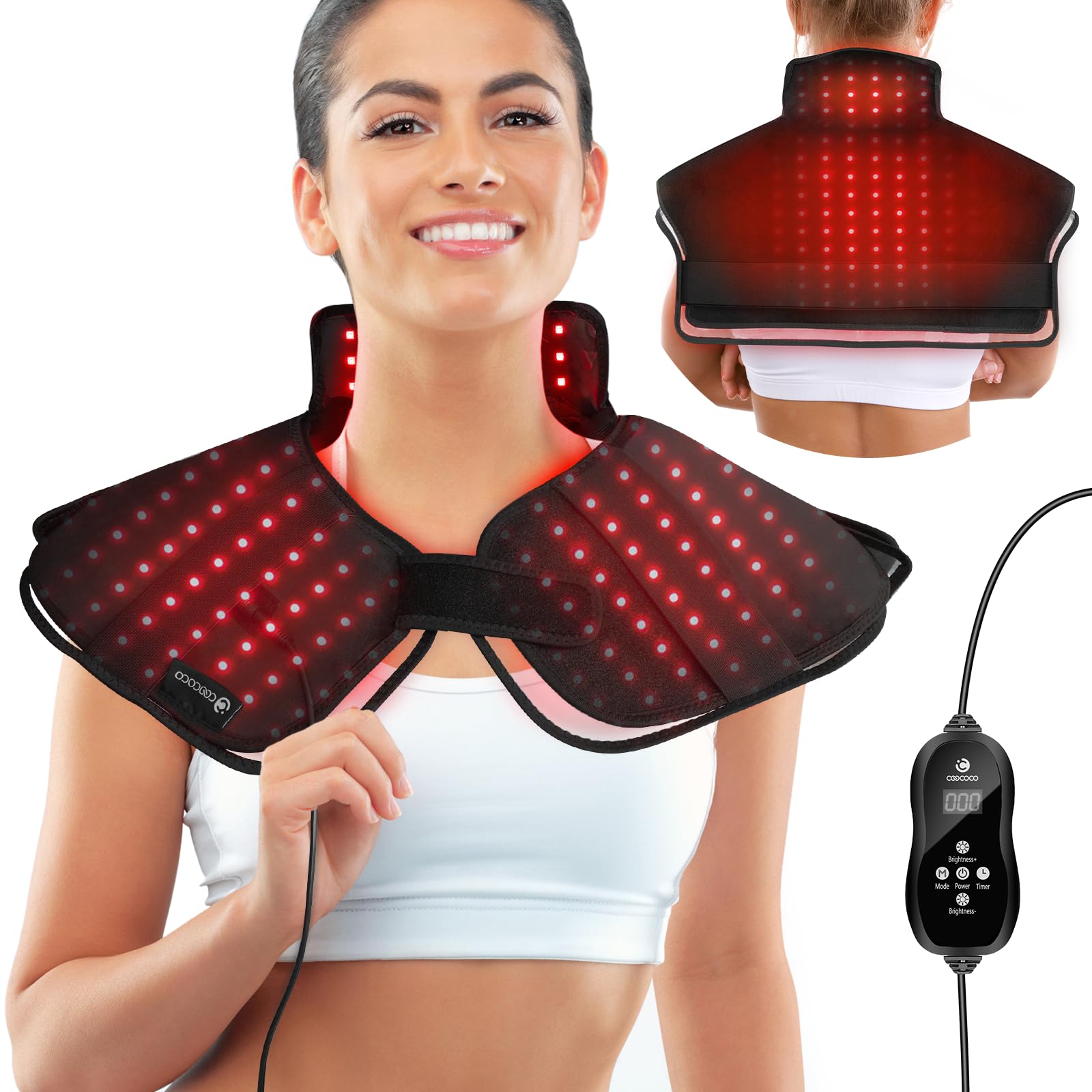 CooCoCo Red Light Therapy Pad for Neck Shoulder Pain Relief FSA Wearable Near Infrared Light Wrap for Body