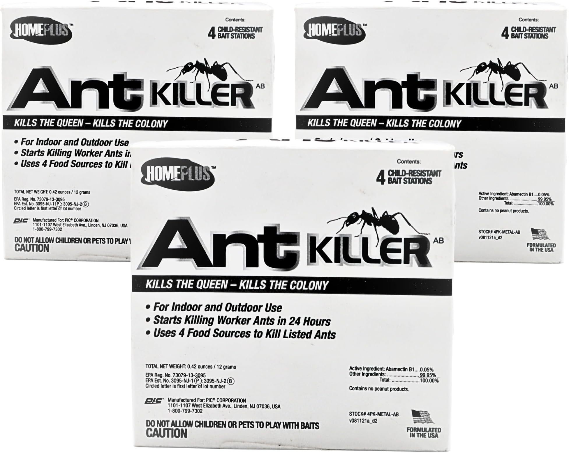 Home Plus Ant Killer Ab, Metal Bait, Ants For House, Traps Indoor & Outdoor, 12 Pack