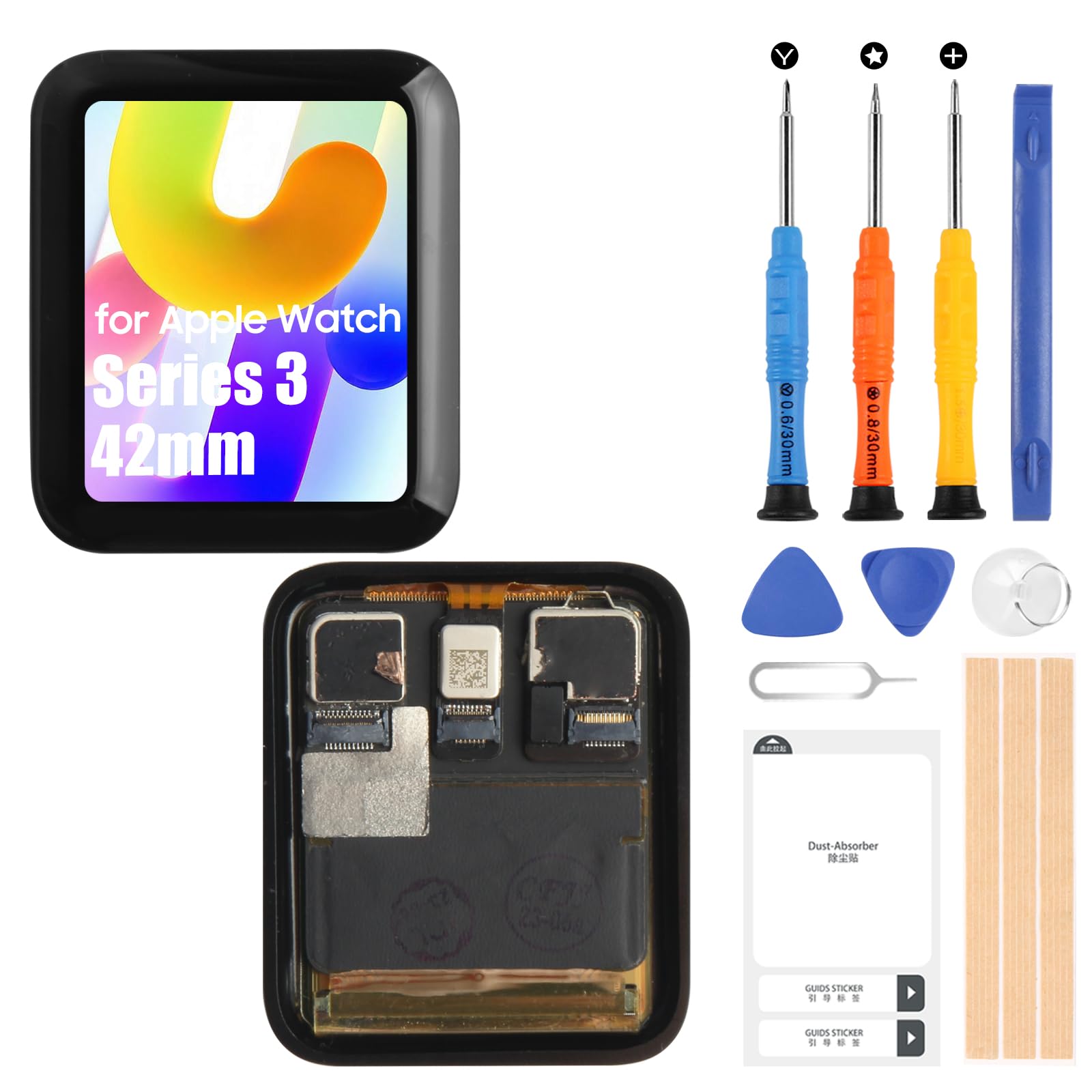Écran LCD de rechange pour Apple Watch Series 3 42 mm pour Apple Watch Series 3 Écran tactile numériseur en verre avec capteur en verre Assemblage complet avec pièce de réparation (GPS 42 mm)