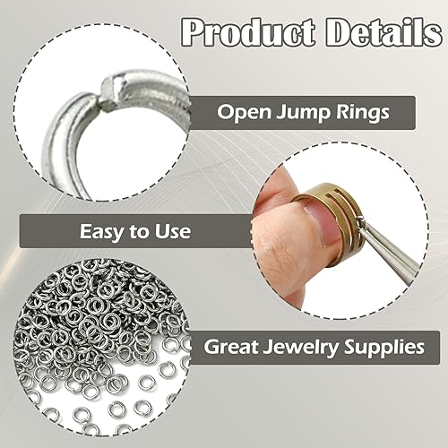 Miniatura 3 de DanLingJewelry 2000 unids 304 Anillo de salto abierto de acero inoxidable Fabricación de joyas Anillo de salto de metal Conectores de 0.157 in a