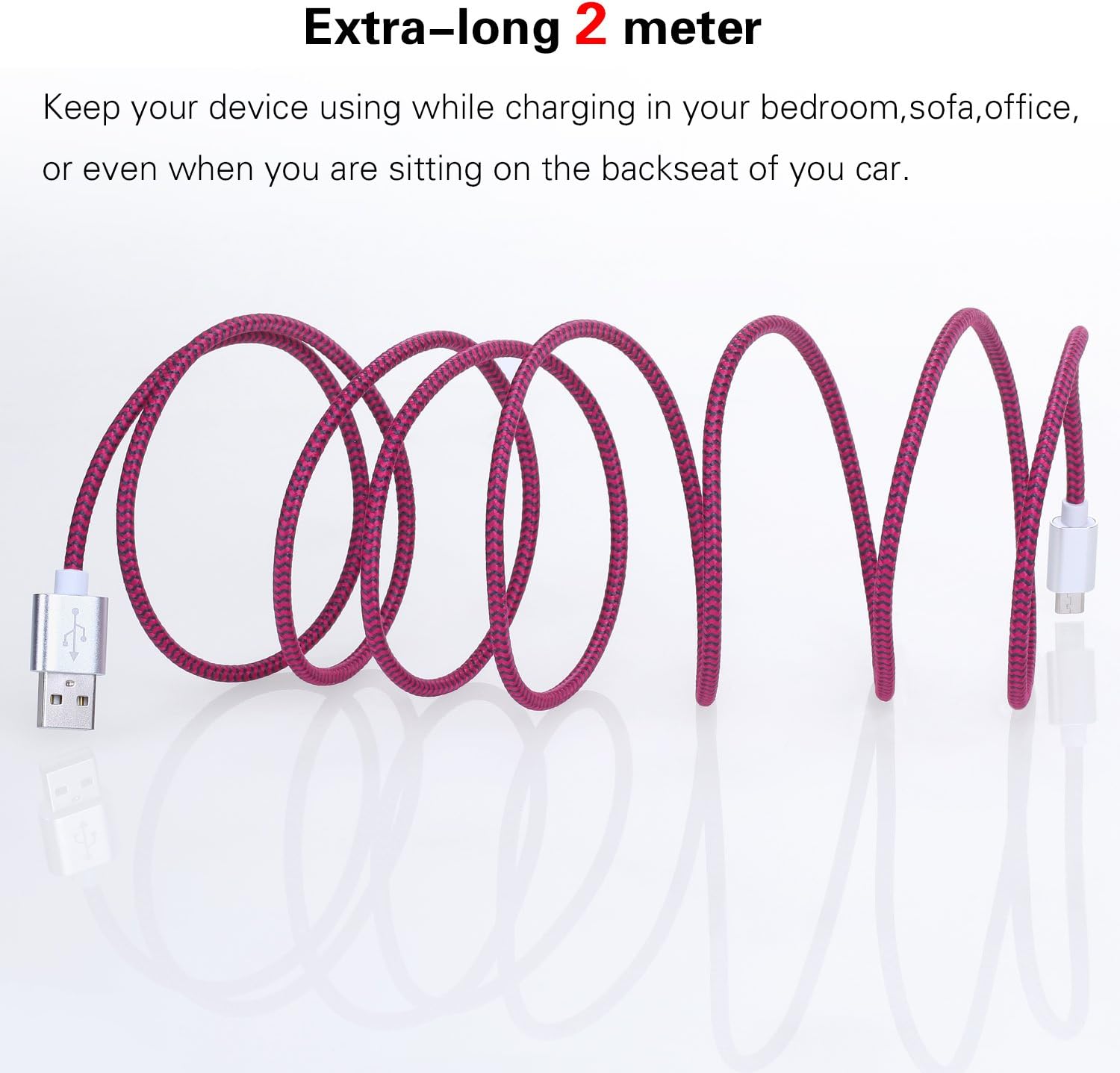 Micro USB Cable, 3Pack 6.6ft Magic-T Android Charger CABE Fast Phone Charging Cord Compatible Kindle, Samsung Galaxy J3 J7, S6 S7 Edge, Note 4 5, LG Stylo 2/3, LG G3 G4 K20 K30 Plus, Android Tablets