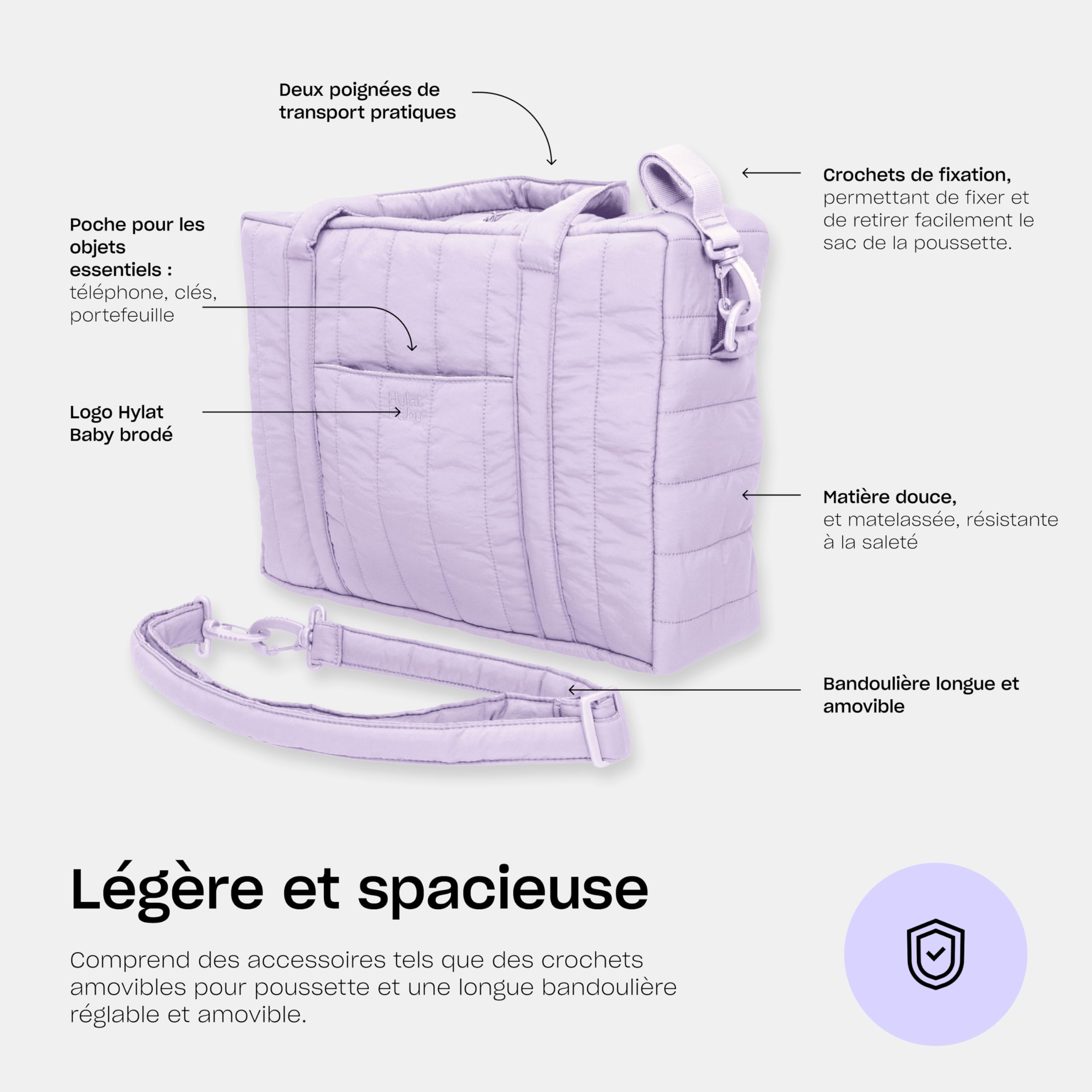 Hylat Baby Sac à Langer – Sac Pratique et Léger pour Mamans Actives avec Grand Compartiment, Bandoulière Amovible & Poches de Rangement – Idéal pour Voyage & Déplacements