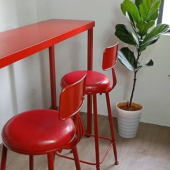 Amazon｜長方形の赤いバーテーブル、キッチン用ハイトップパブ