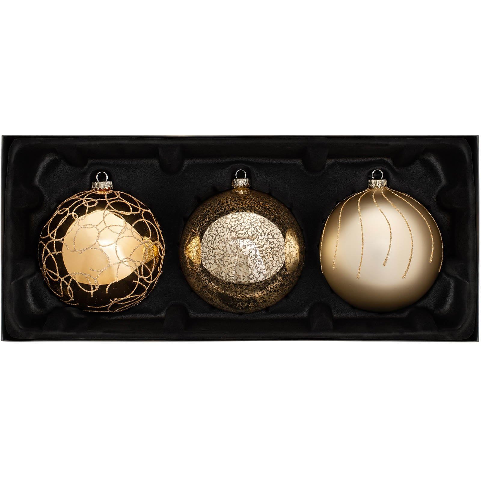 WeRChristmas Glass Baubles, Glamour, 3-Piece