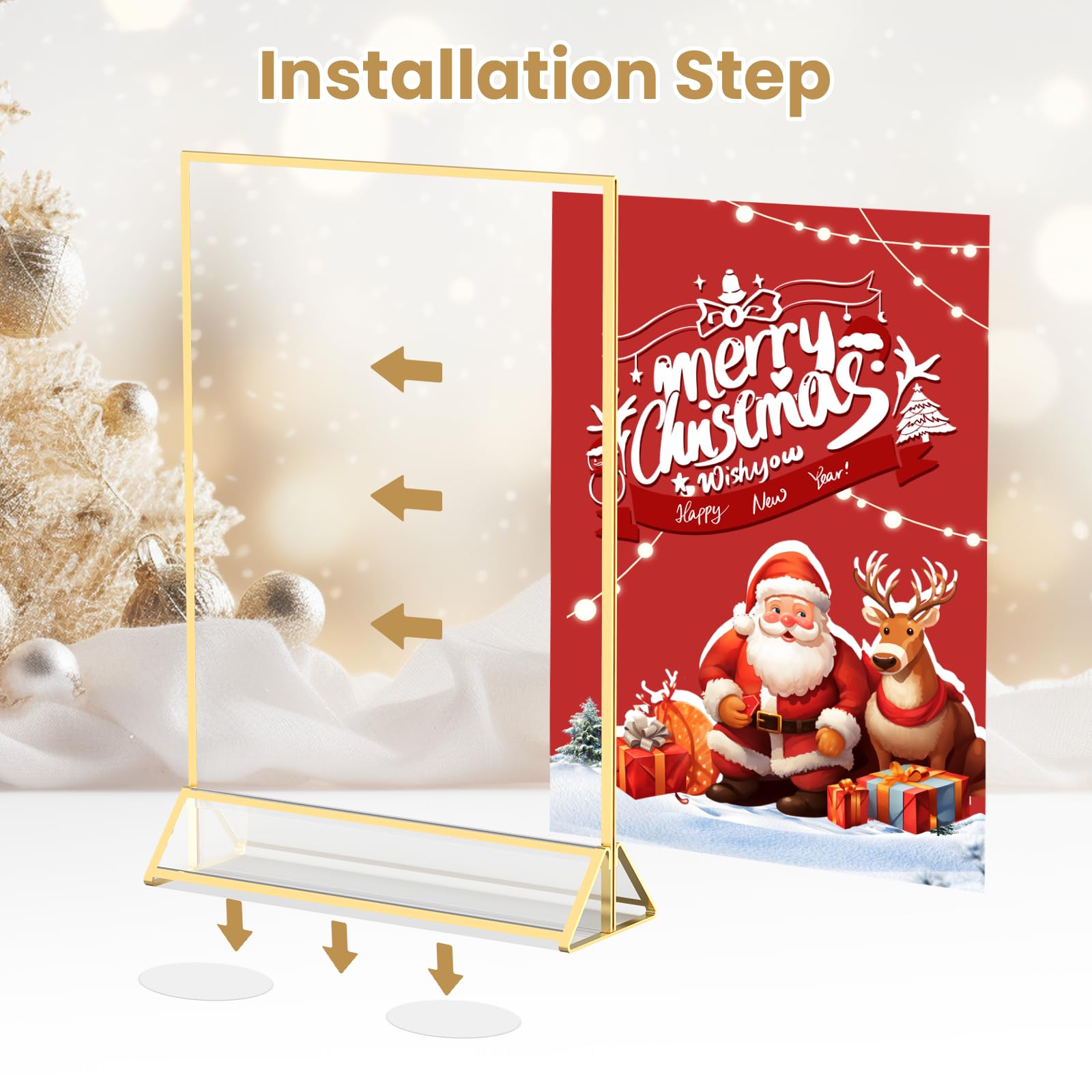 48 Pack Gold Acrylic Sign Holders - 4x6 Inch Double Sided Table Number Frames