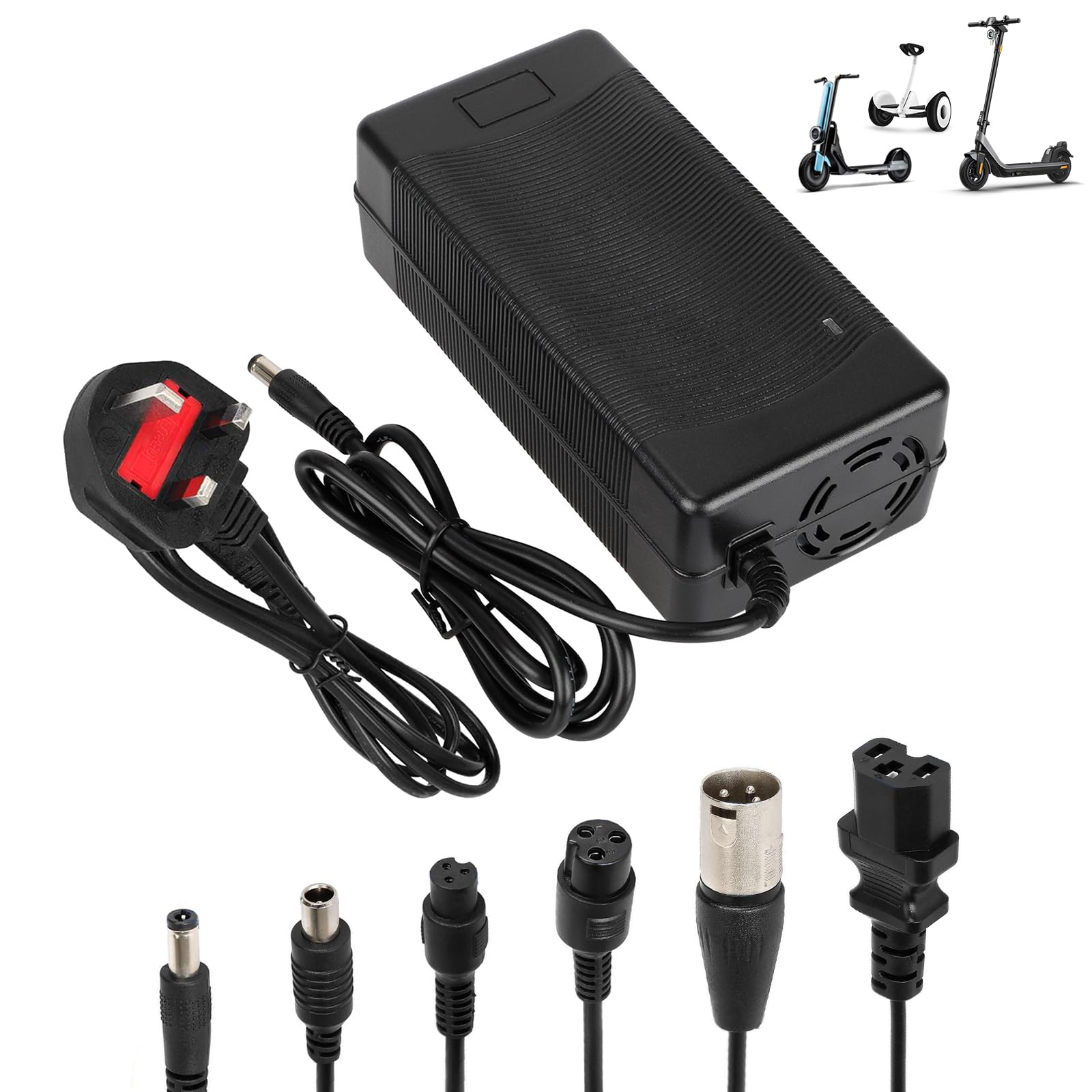 HPGAAVD 54.6V 2A Electric Scooter Charger，Electric Bike Charger，48V Universal Lithium Battery Charrger with 6 Connectors，Quick Charrger for Hoverboard，Self balancing Scooters，Drift Boards