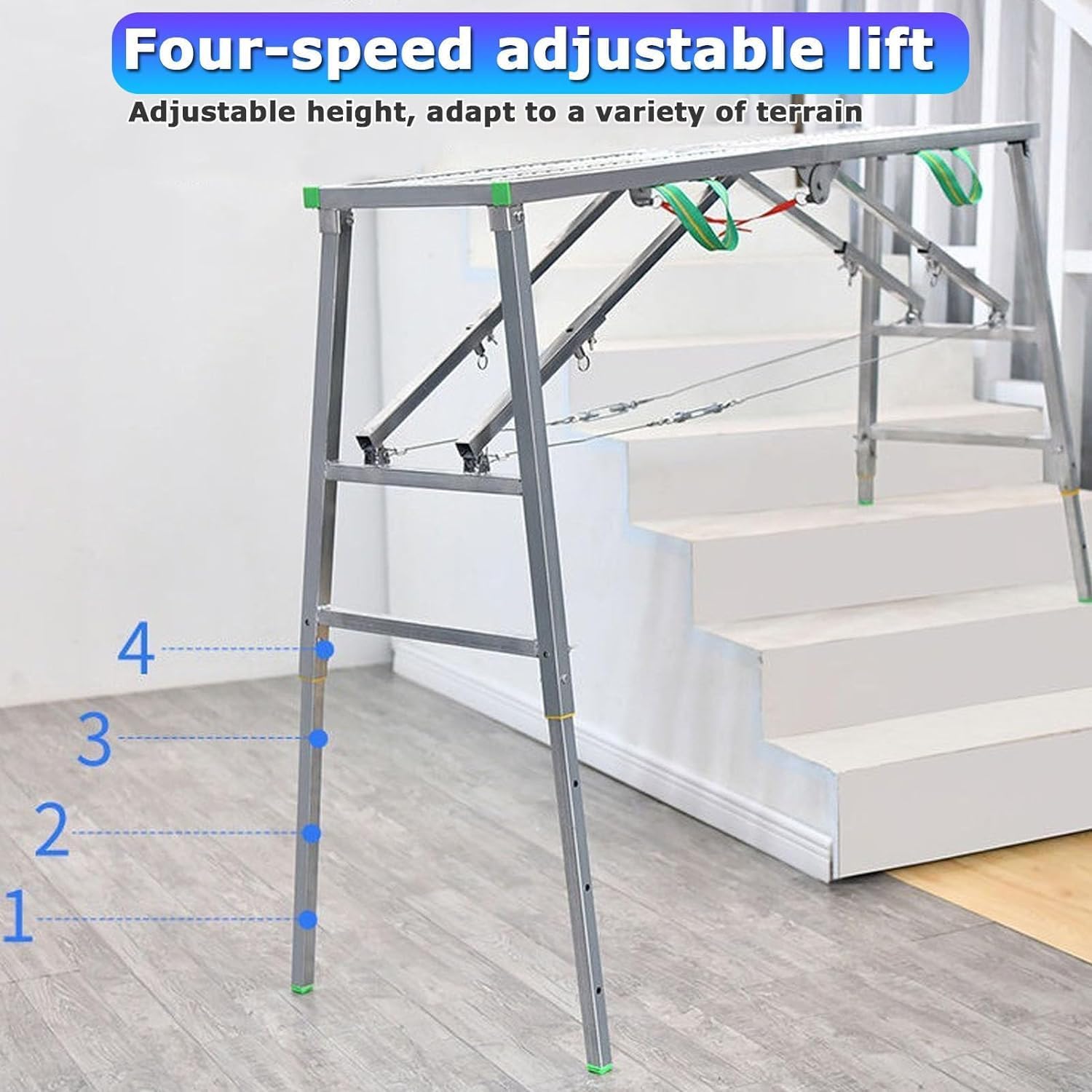 Adjustable Height Telescopic Lightweight Work Platform - Folding Scaffolding Equipment with Load Capacity, Stable & Safe Portable Scaffold Or Ladder Elevating Scaffoldi