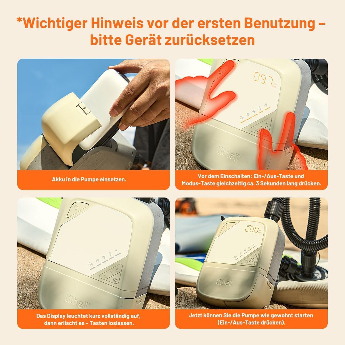 Litheli Elektrisch SUP Pumpe, 20PSI, mit 12500mAh Akku, Wiederaufladbar, Intelligente Inflation/Deflation, Automatische Abschaltung, Stand Up Paddle Pumpe Kompressor für SUP